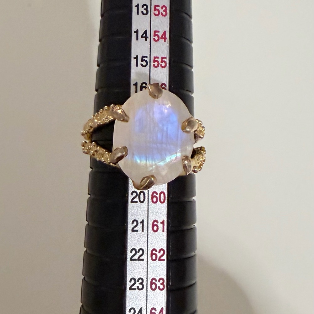 Moonstone sterling silver band with gold overlay sz. 8.5